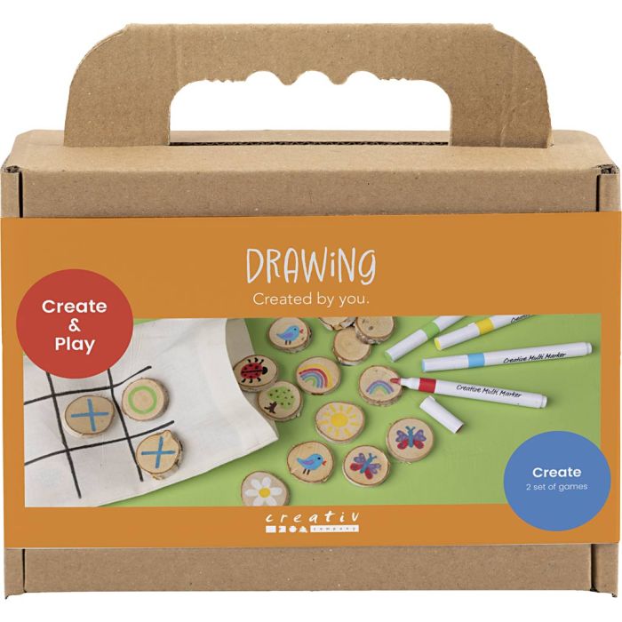 Mini Kit de manualidades Dibujar, Juego de memoria y tres en raya, surtido de colores, 1 paquete