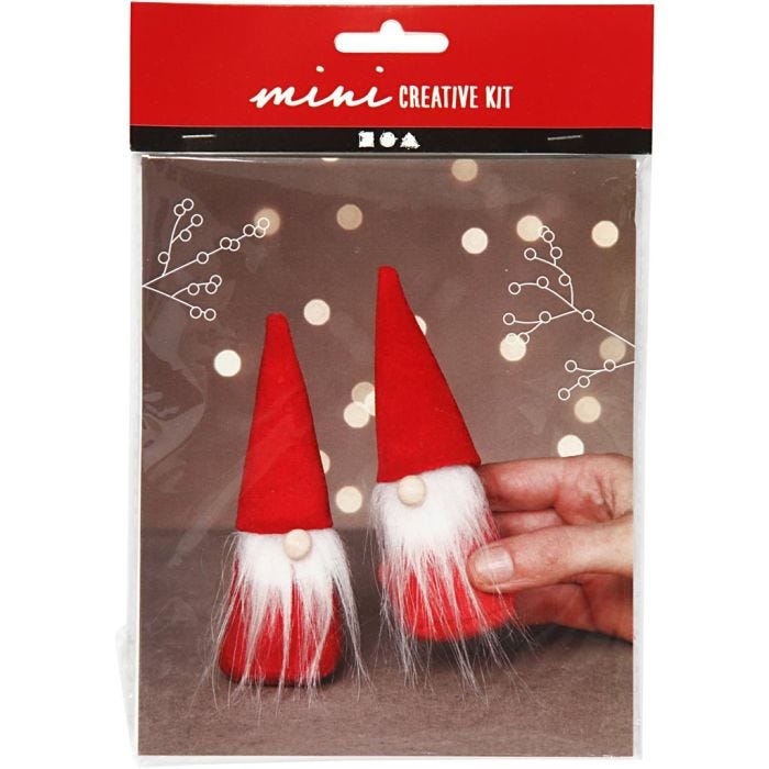 Mini Kit de manualidades, Duende de Navidad, A: 12 cm, rojo, 1 paquete