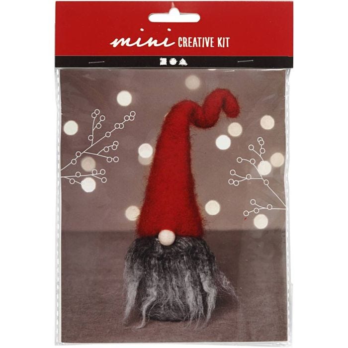 Mini Kit de manualidades, Duende de Navidad con barba gris, A: 13 cm, 1 paquete