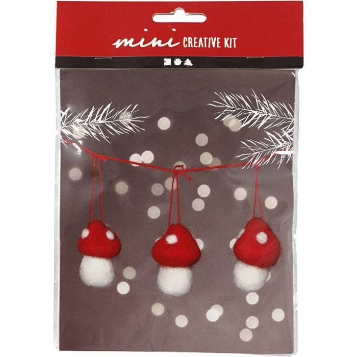 Mini Kit de manualidades, Setas colgantes en una cuerda, 5.5 cm, 1 set