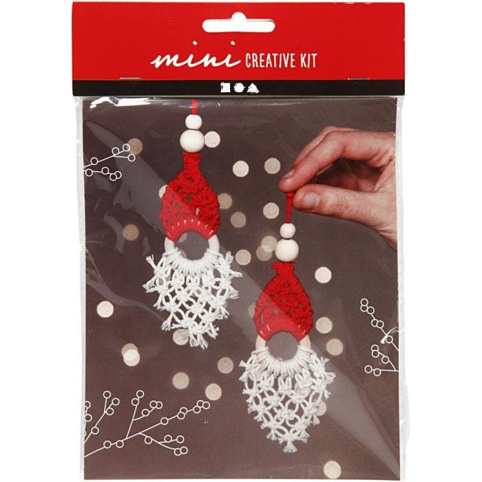 Mini Kit de manualidades, Duende de Navidad de macramé, A: 14 cm, 1 paquete