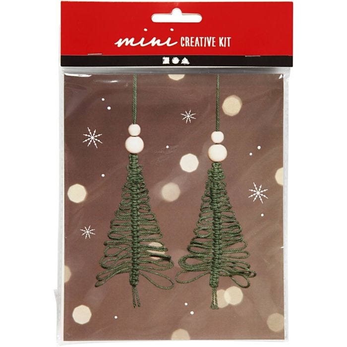 Mini Kit de manualidades, Árbol de Navidad de macramé, A: 11 cm, 1 paquete