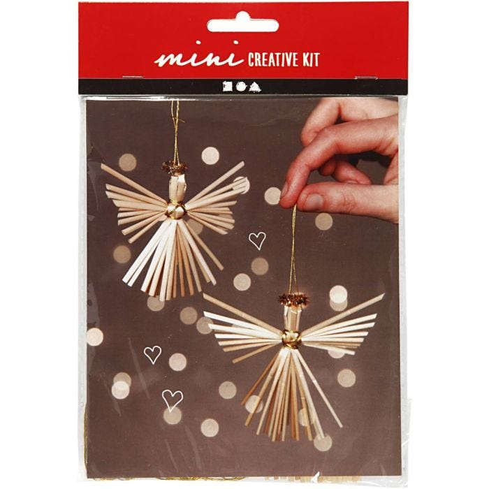 Mini Kit de manualidades, Ángel de paja, 8 cm, 1 paquete