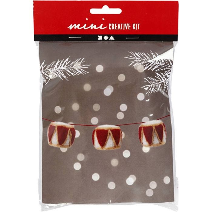 Mini Kit de manualidades, Tambor, 33 mm, beige, rojo antiguo, 1 set