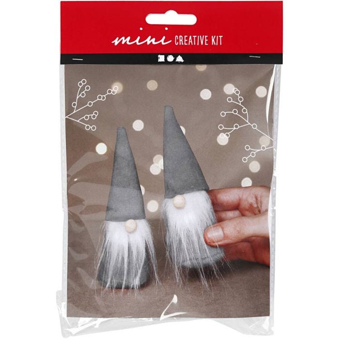 Mini Kit de manualidades, Duendes de Papá Noel escandinavos., 12 cm, gris, 1 paquete