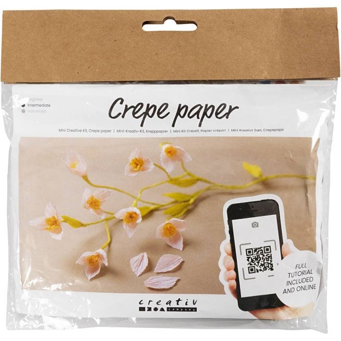 Mini Kit de manualidades Papel Crespón, Rama de cerezo, Relación crêpe: 180%, 1 paquete