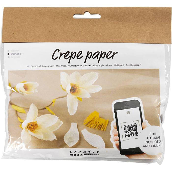 Mini Kit de manualidades Papel Crespón, Rama de magnolia, Relación crêpe: 180%, 1 paquete