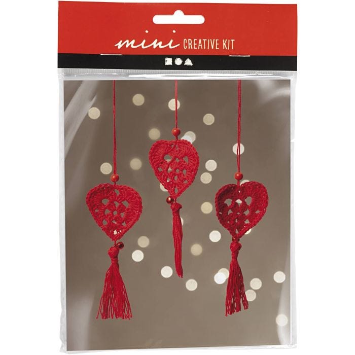 Mini Kit de manualidades Ganchillo, Corazones, 1 paquete