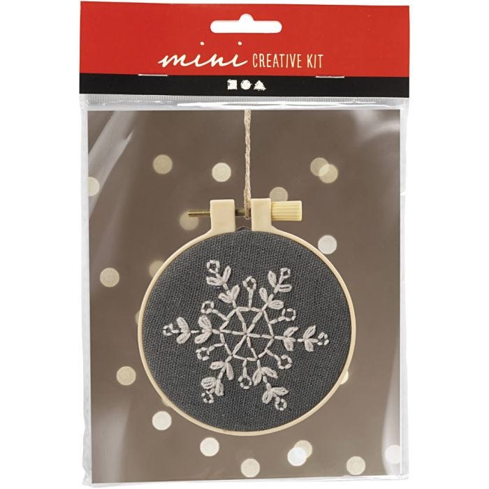 Mini Kit de manualidades Bordado, Copo de nieve, gris, 1 paquete