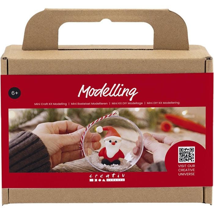Mini Kit de Manualidades Modelado, Papá Noel, rojo / blanco, 1 paquete