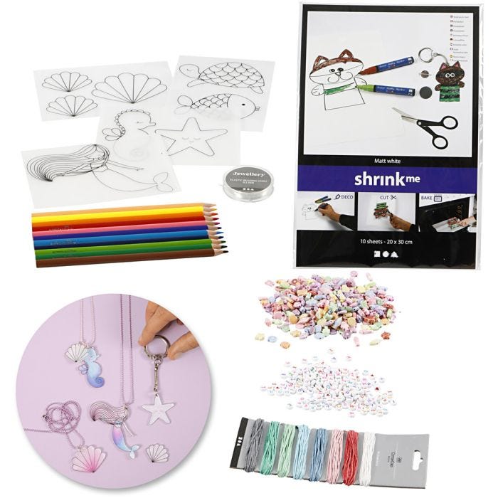 Kits - Fabricación de joyas con cuentas y láminas de plástico mágico, 1 set