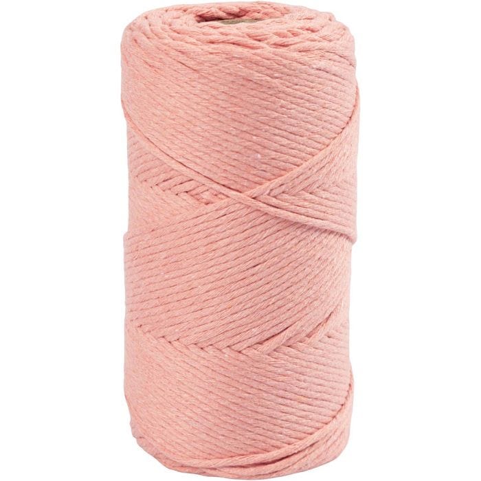 Cuerda de Macramé, L. 198 M, dia 2 mm, rosado, 330 gr/ 1 rollo