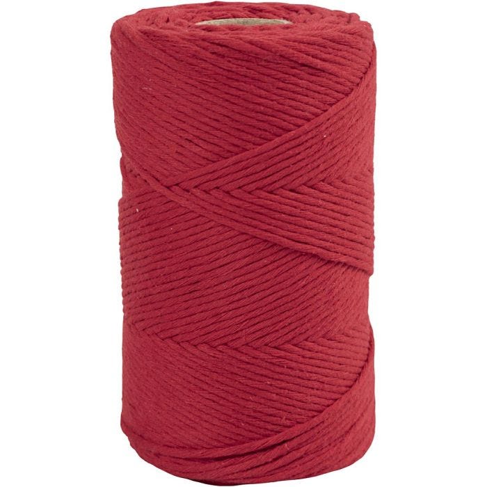 Cuerda de Macramé, L. 198 M, dia 2 mm, rojo, 330 gr/ 1 rollo