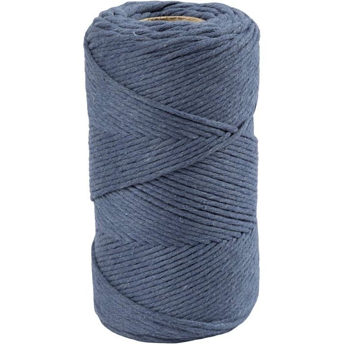 Cuerda de Macramé, L. 198 M, dia 2 mm, azul, 330 gr/ 1 rollo