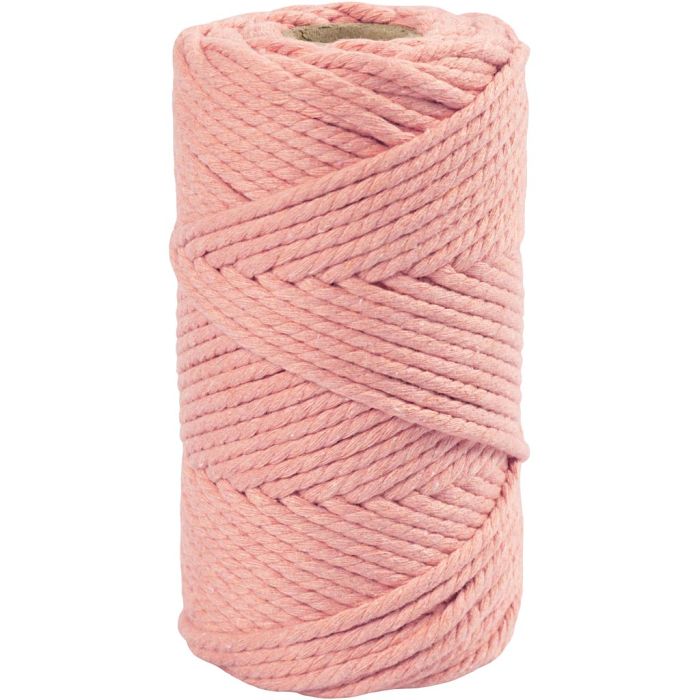 Cuerda de macramé, L. 55 M, dia 4 mm, rosado, 330 gr/ 1 rollo