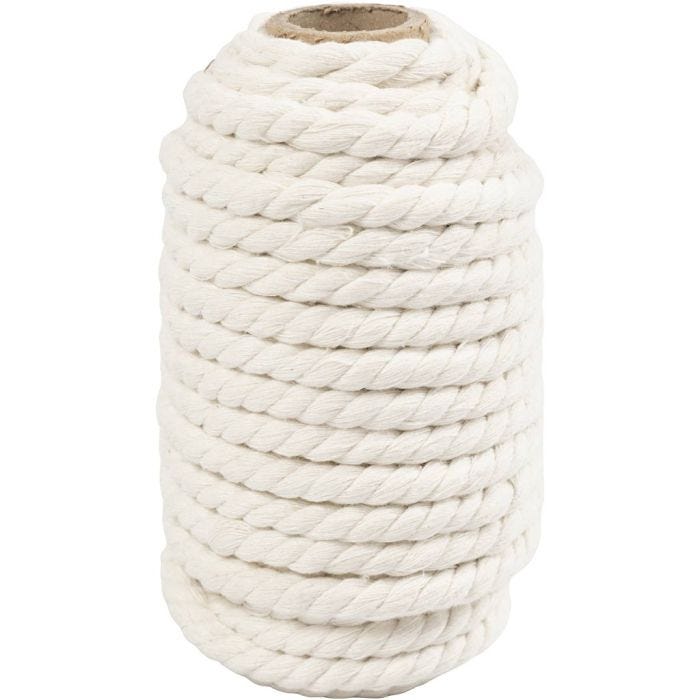 Cuerda de macramé, L. 12 M, dia 8,5 mm, blanquecino, 300 gr/ 1 rollo