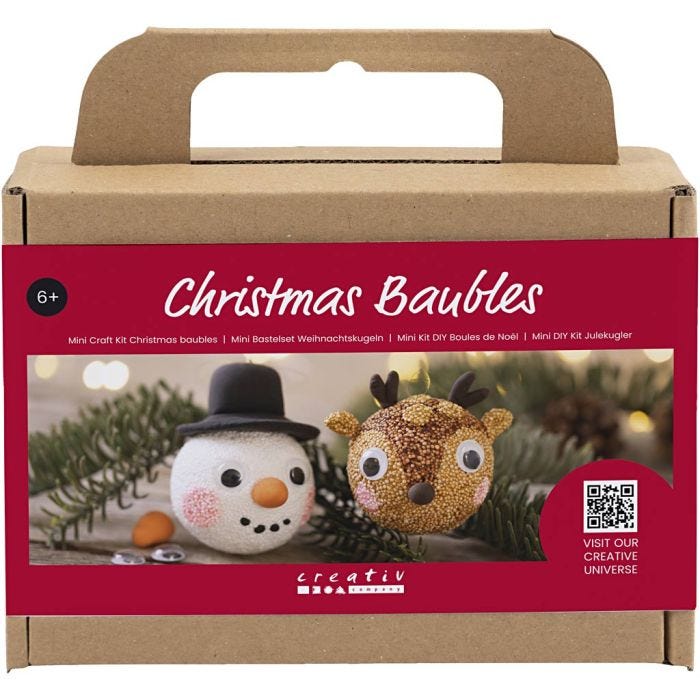 Mini Kit de manualidades Bolas de Navidad, Reno y muñeco de nieve, 1 paquete