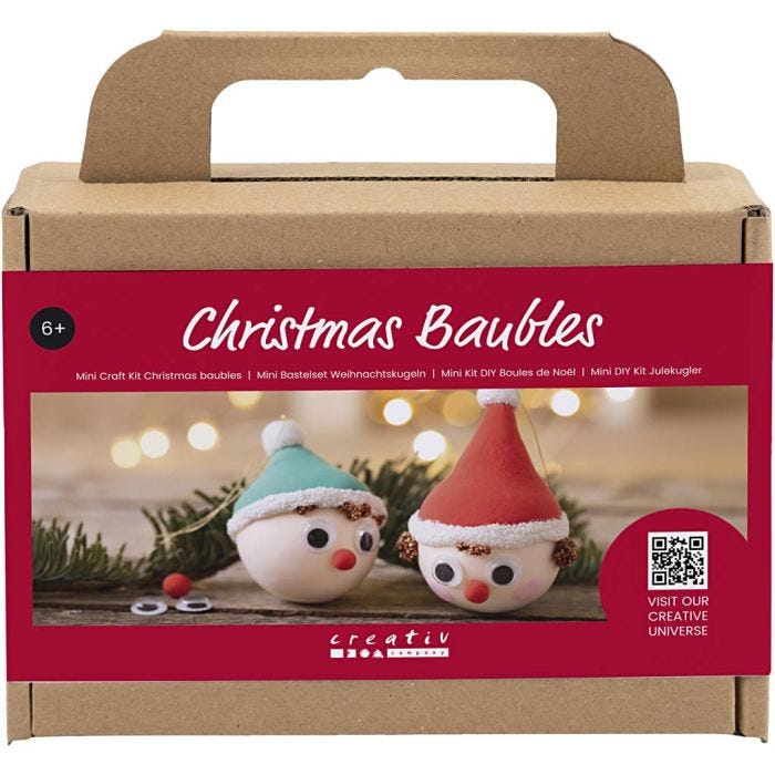 Mini Kit de manualidades Bolas de Navidad, Elfos rojos y verdes, 1 paquete