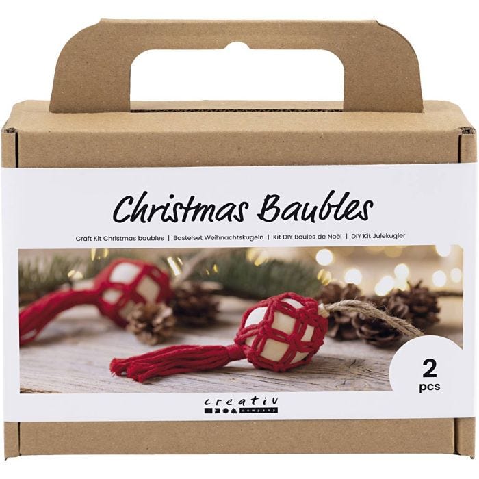 Kit de manualidades Bolas de Navidad, Macramé, rojo navideño, 1 paquete