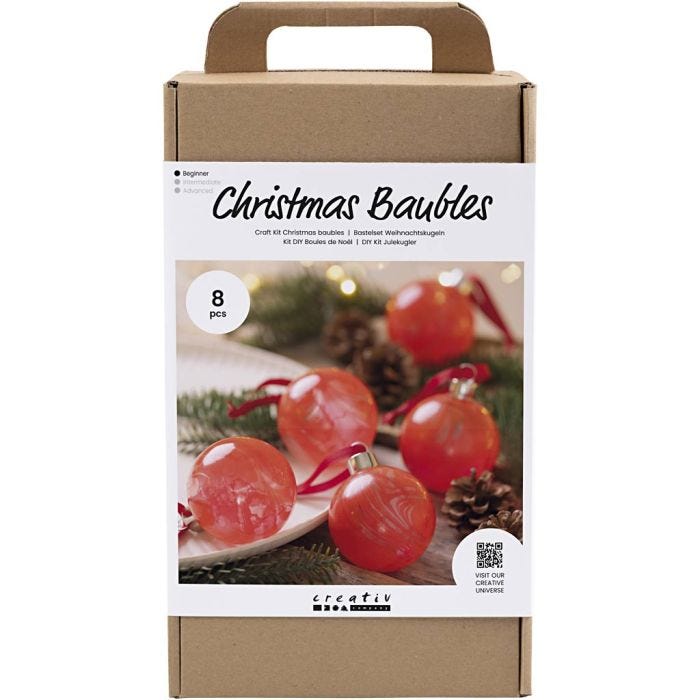 Kit de manualidades Bolas de Navidad, Efecto mármol, 1 paquete