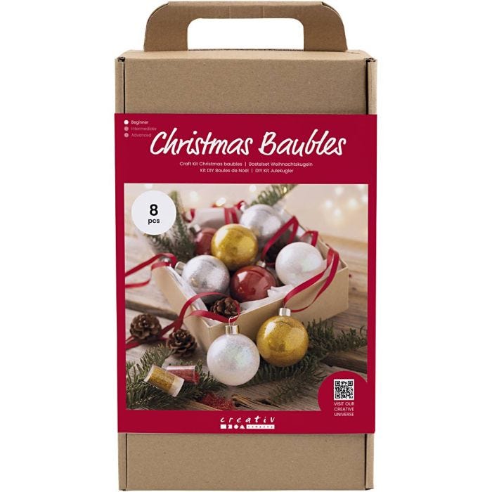 Kit de manualidades Bolas de Navidad, Purpurina, 1 paquete