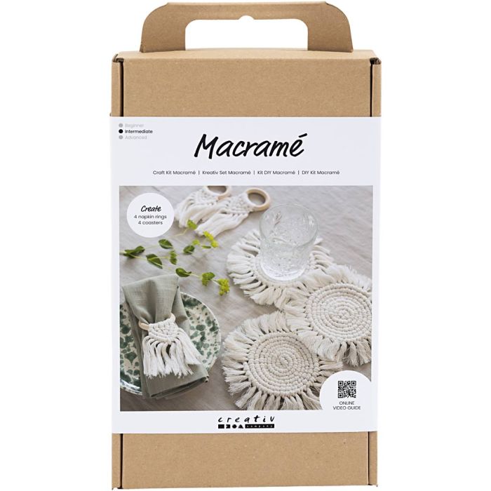 Kit de manualidades Macramé, Decoración de mesa, menos blanco, 1 paquete