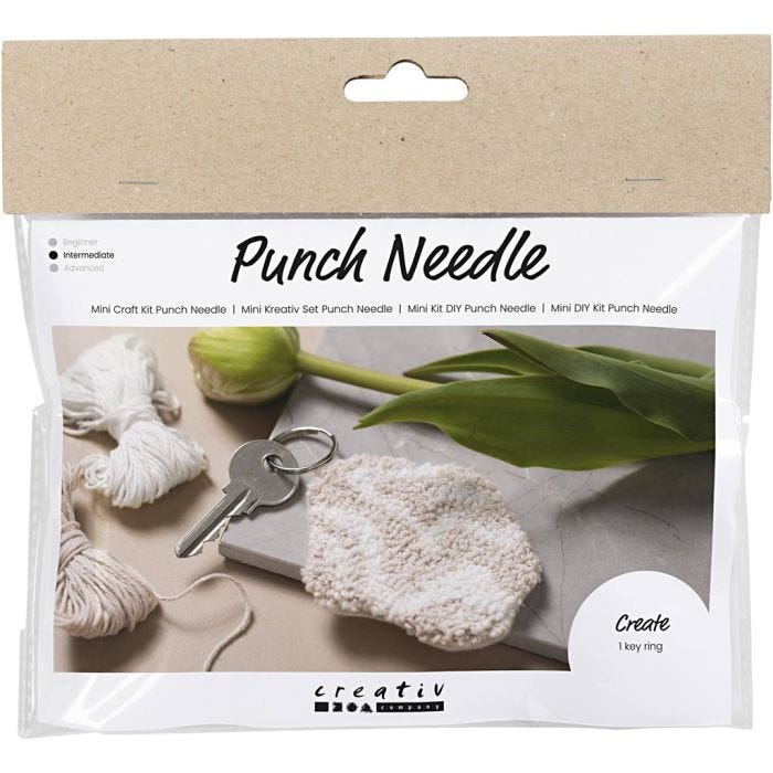 Mini Kit de manualidades Punch Needle, Llavero, beige, 1 paquete