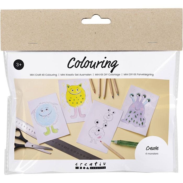 Mini Kit de manualidades Colorear, Monstruo, surtido de colores, 1 paquete