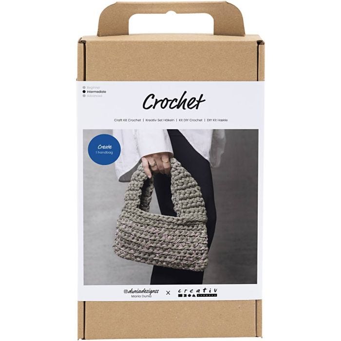 Kit de manualidades Ganchillo, Bolso grande, verde-oliva, 1 paquete