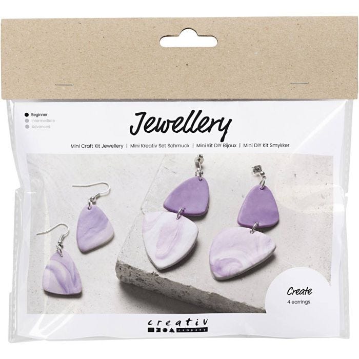 Mini Kit de Manualidades Joyería, Pendientes jaspeados, lila claro, 1 paquete