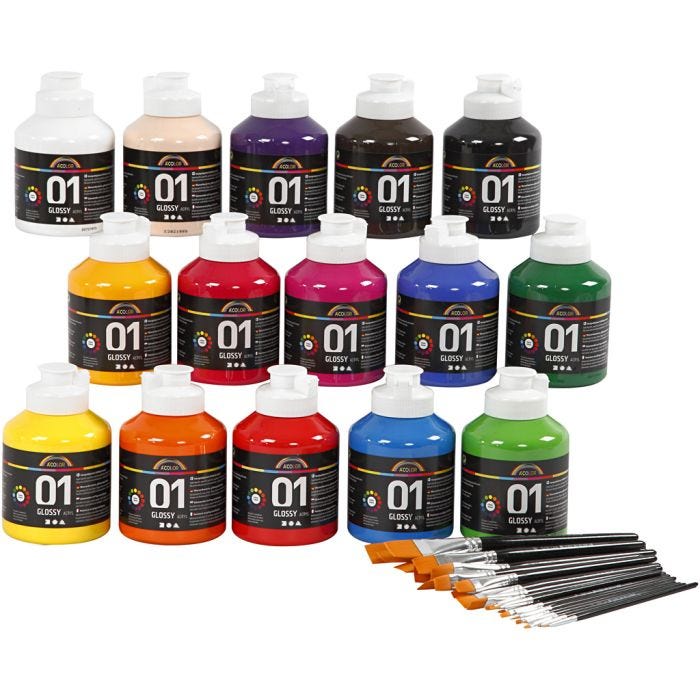 Pintura Acrilica Glossy, surtido de colores, 1 set