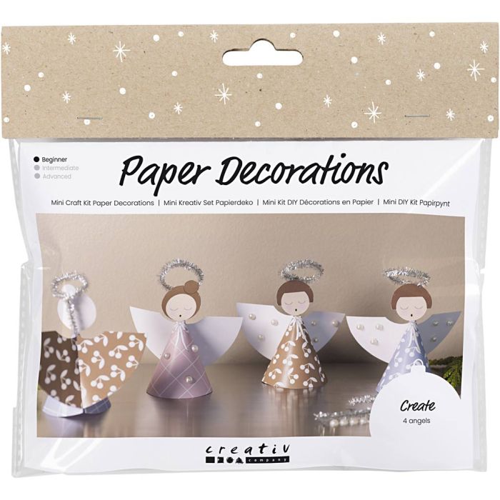 Mini Kit de manualidades Decoración de Papel, Ángeles, surtido de colores, 1 paquete