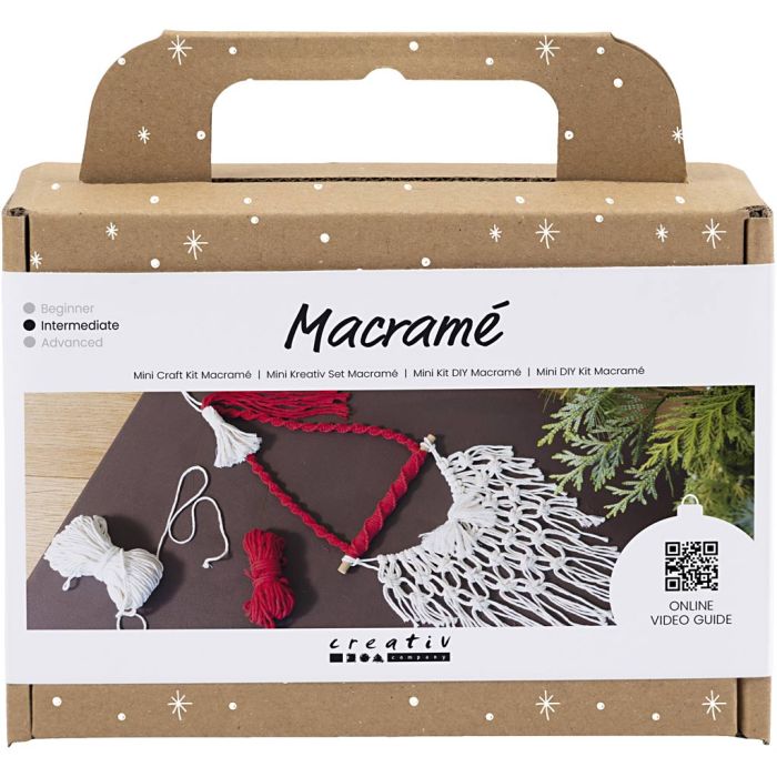 Mini Kit de manualidades Macramé, Papá Noel, rojo navideño, blanquecino, 1 paquete
