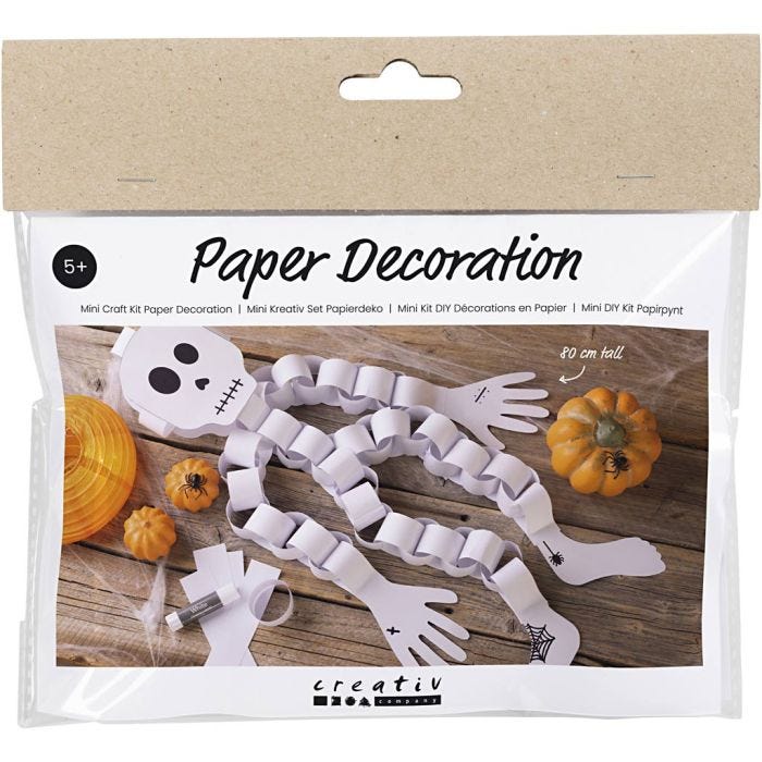 Mini Kit de manualidades Decoración de Papel, Esqueleto, negro/blanco, 1 paquete