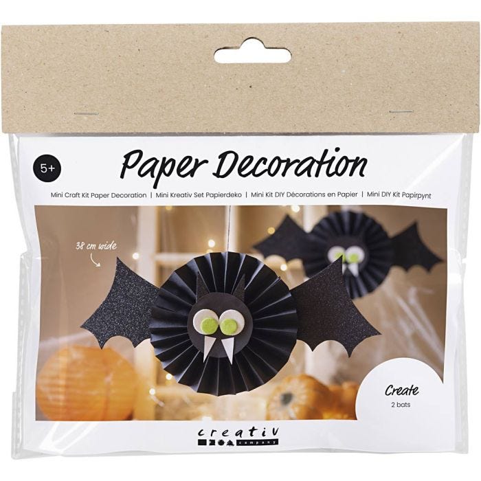 Mini Kit de Manualidades Decoración de Papel, Murciélagos, negro, blanco, 1 paquete