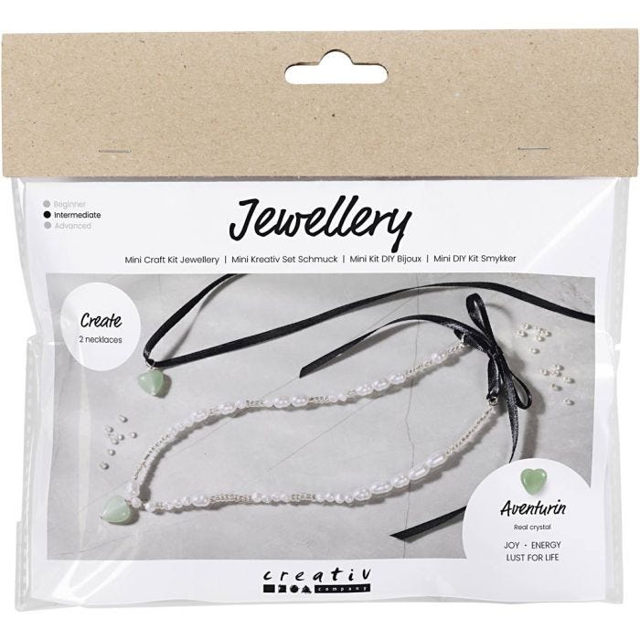 Mini Kit de manualidades Joyas, Corazón de aventurina, transparente, 1 paquete