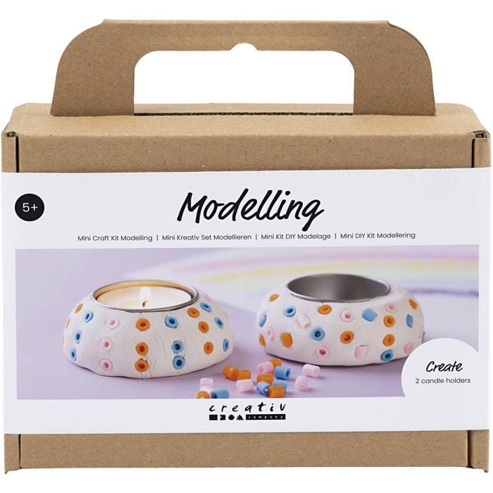 Mini Kit de manualidades Modelado, Soportes para velas, blanco, 1 paquete