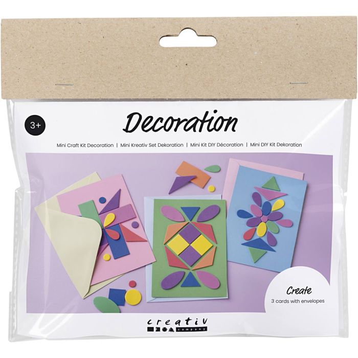 Mini Kit de manualidades Decoración, Cartulinas decoradas, azul, verde, rosa, 1 paquete