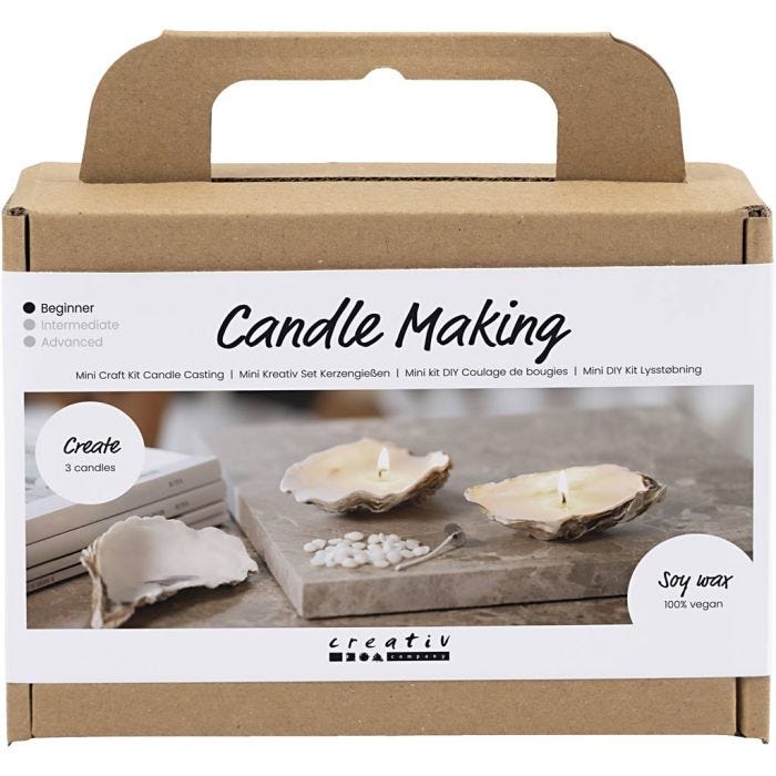 Mini Kit de Manualidades Fabricación de Velas, Velas de soja en conchas de ostras, menos blanco, 1 paquete