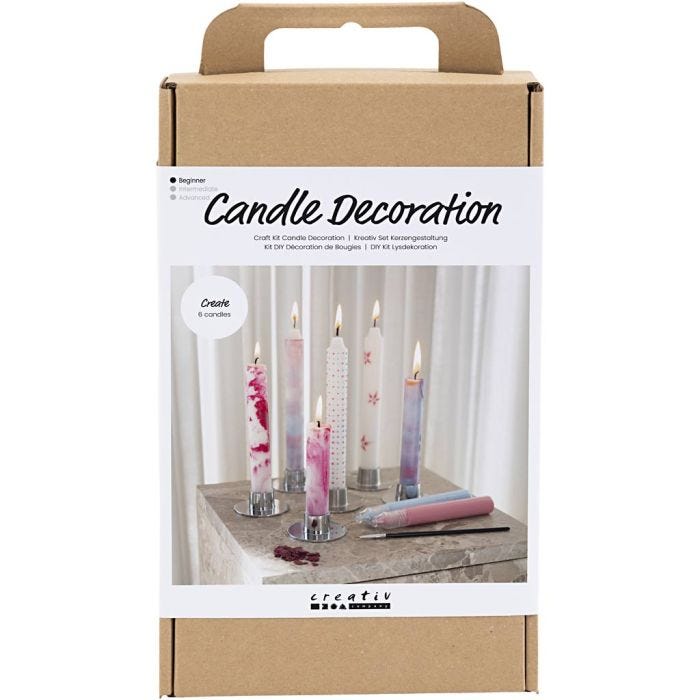 Kit de manualidades para Decorar Velas, Velas cónicas decoradas, blanco, 1 paquete
