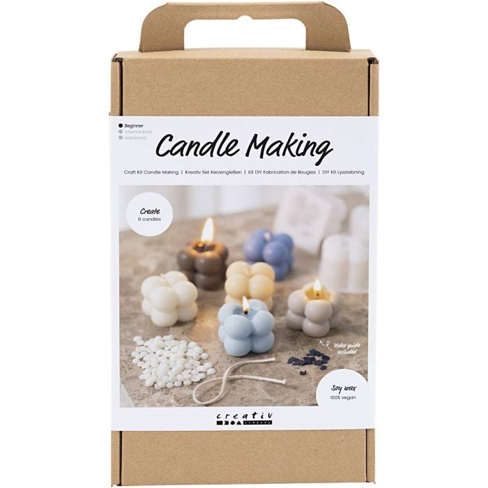 Kit de Manualidades Fabricación de Velas, Vela de soja de burbuja, beige, azul claro, crema, 1 paquete