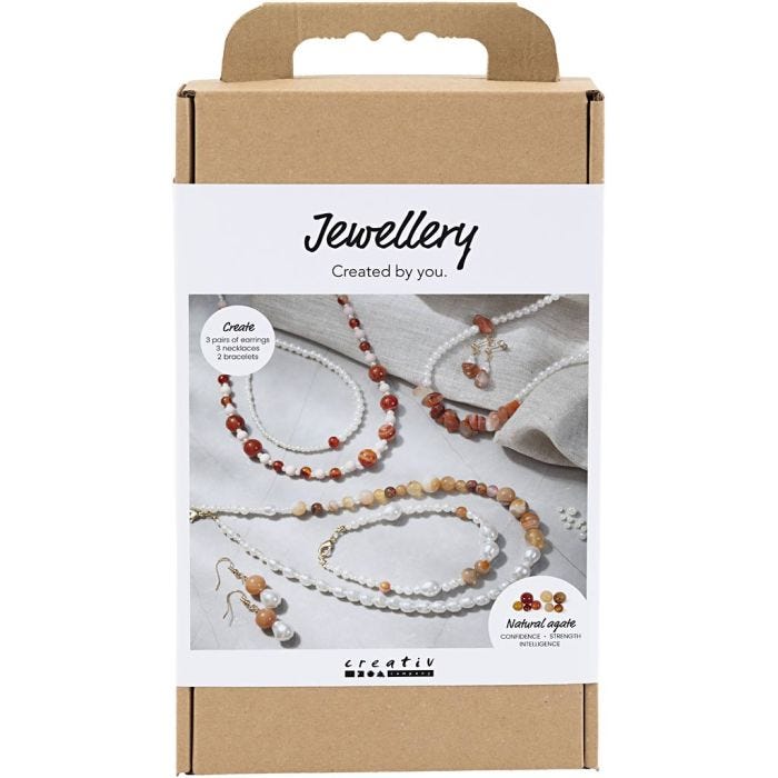 Kit de Manualidades Joyas, beige, orange oscuro, blanco perla, 1 paquete