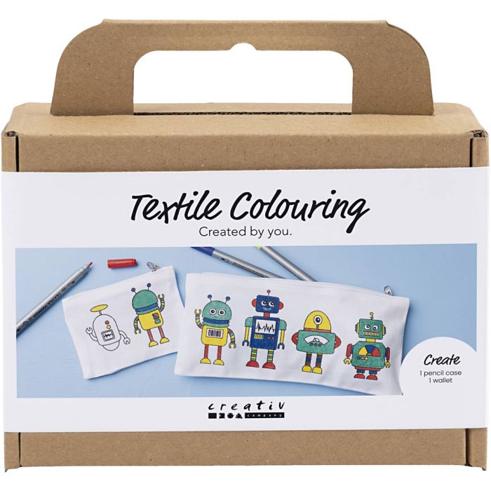 Mini kit de manualidades para pintar telas, Robot, colores primario, 1 paquete
