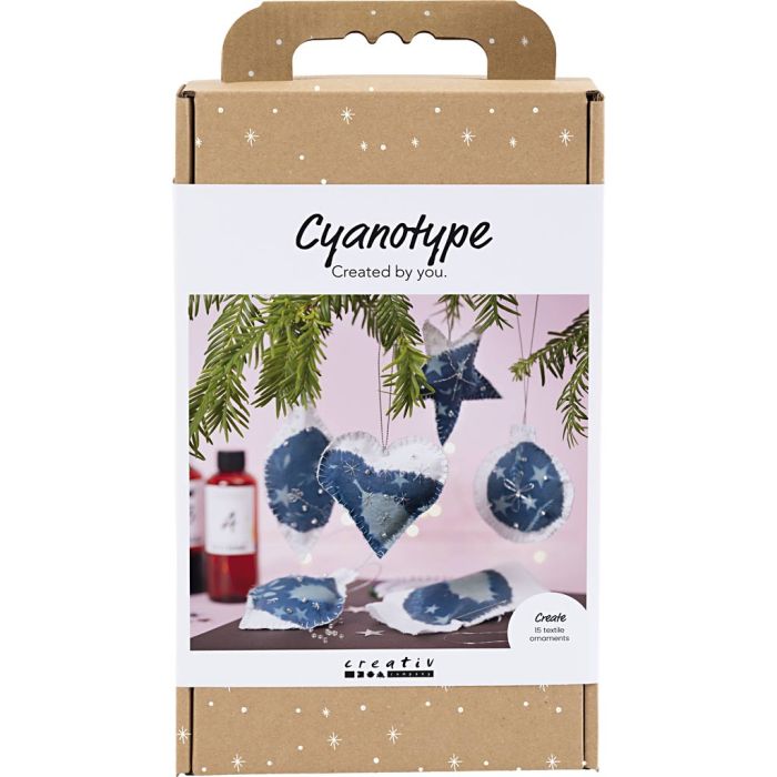 Kit de Manualidades de Cianotipia, Decoración navideña, azul, plata, 1 paquete