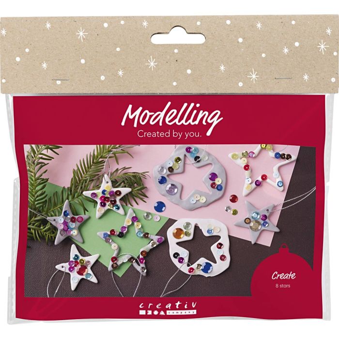 Mini kit de manualidades de Modelado, Estrellas, plata, blanco, 1 paquete