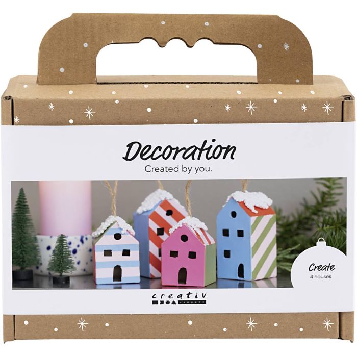 Mini kit de manualidades de decoración, Casas, conjunto de colores, 1 paquete