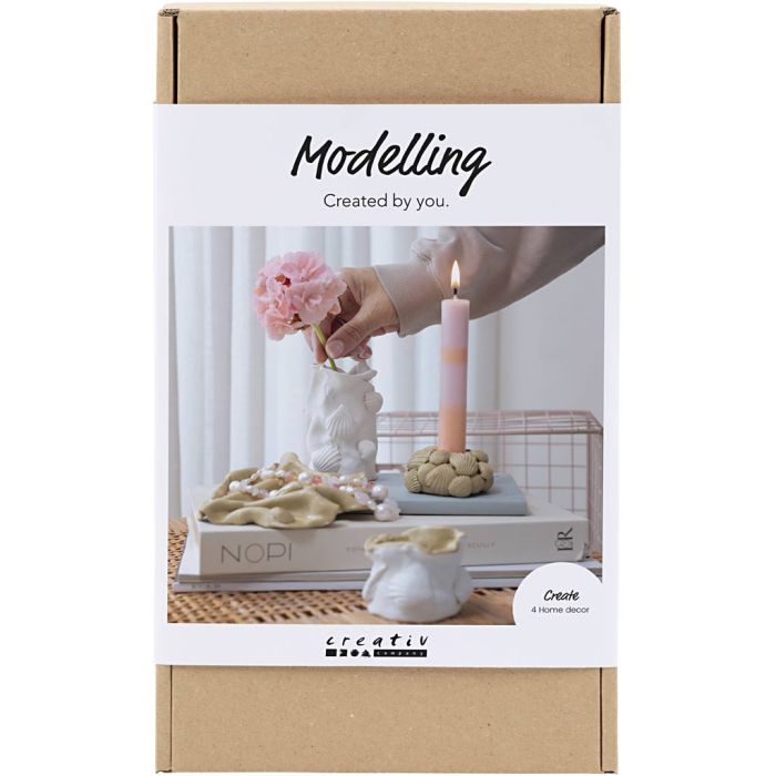 Kit de Manualidades de Modelado, Jarrones y portavelas, beige, marfil, blanquecino, 1 paquete