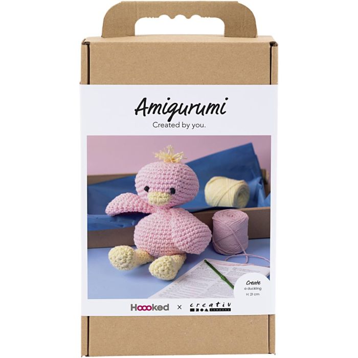 Kit de manualidades Amigurumi, Pato, rosa claro, amarillo claro, 1 paquete