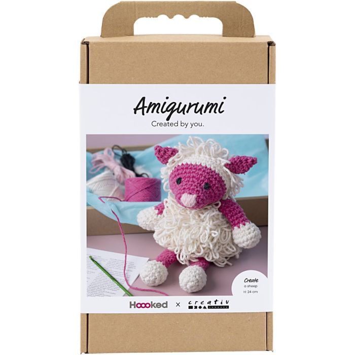 Kit de manualidades Amigurumi, Oveja, rosa, menos blanco, 1 paquete