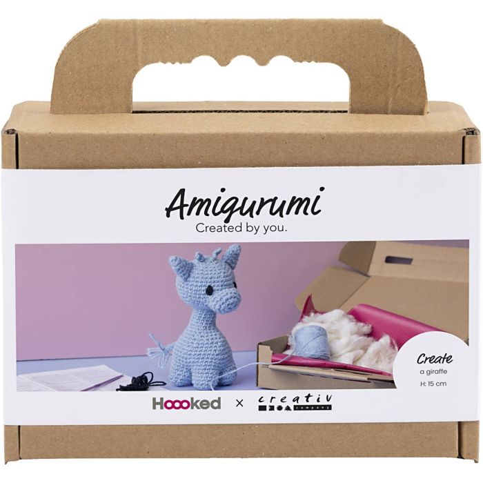 Kit de manualidades Amigurumi, Jirafa, azul claro, 1 paquete